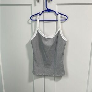Gray and White Tank Top
